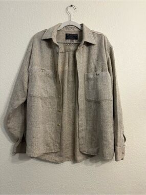 Tradition Beige Herringbone Casual Button-Down Shirt